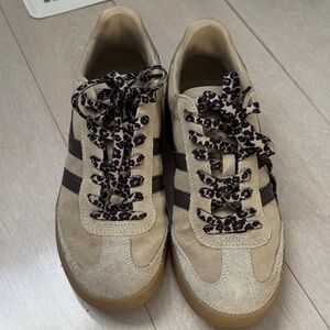 Gola Beige Suede Sneakers with Leopard Print Laces, size 7
